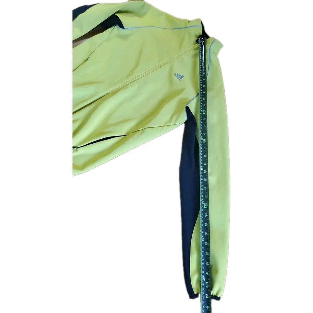Adidas Mens Size Medium Neon Yellow Long Sleeve‎ Cycling Jersey Jacket Full Zip